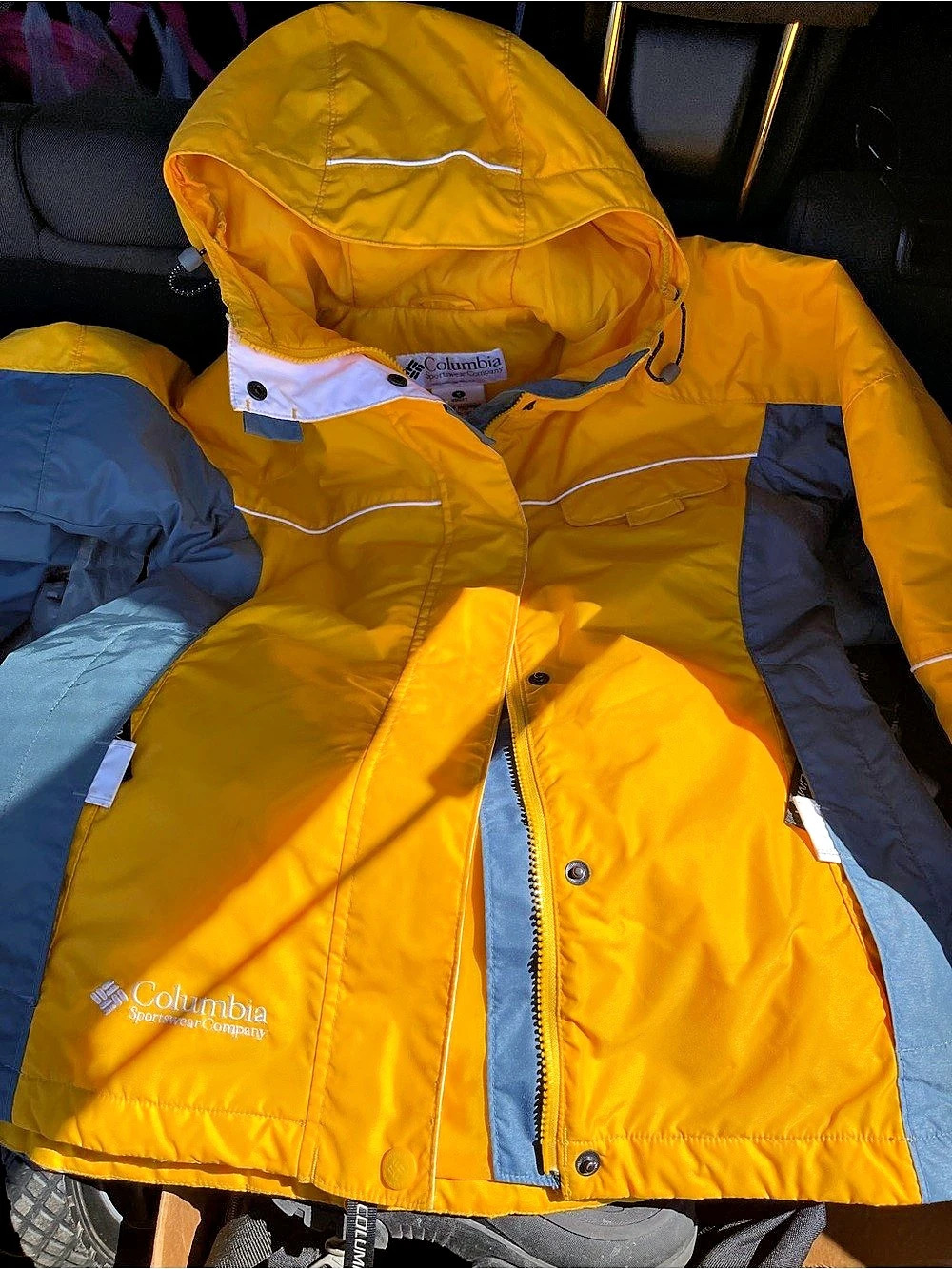 Columbia Color Block Ski Jacket Yellow & Blue Size Small